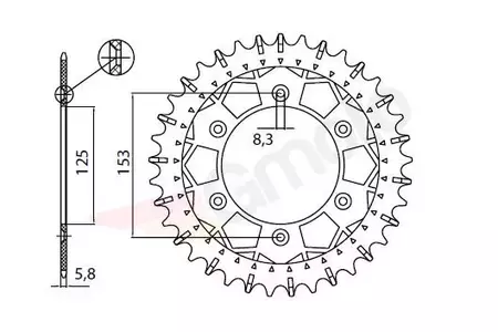 Pignone posteriore Sunstar Works-Z in acciaio SUNR3-3559-49 misura 520 (JTR210.49)-1