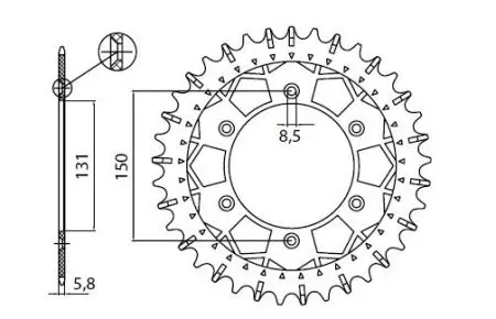 Roda dentada traseira em aço SUNR3-3619-48 tamanho 520 (JTR460.48) da Sunstar Works-Z-2