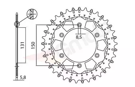 Pignone posteriore Sunstar Works-Z in acciaio SUNR3-3619-49 misura 520 (JTR460.49) - 3-3619-49