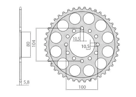 Zadné hliníkové reťazové koleso Sunstar SUNR5-3356-44 veľkosť 520 - 5-3356-44