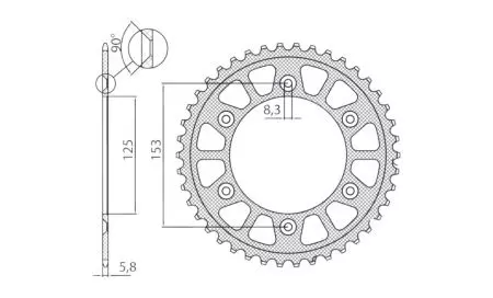 Zadné hliníkové reťazové koleso Sunstar SUNR5-3559-53 veľkosť 520 (JTR210.53) - 5-3559-53