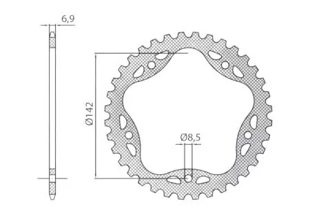 Zadné hliníkové reťazové koleso Sunstar SUNR5-4500-40 veľkosť 525 - 5-4500-40