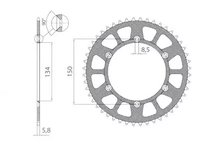 Kettenrad aus Aluminium Sunstar SUNR5-3619-50BK Größe 520 (JTR460.50) schwarz - 5-3619-50BK