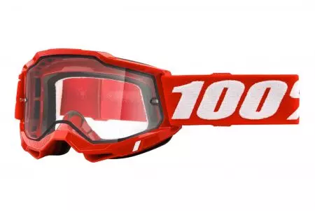 Occhiali moto 100% Percent modello Accuri 2 Enduro Moto colore rosso/bianco doppio vetro trasparente-1