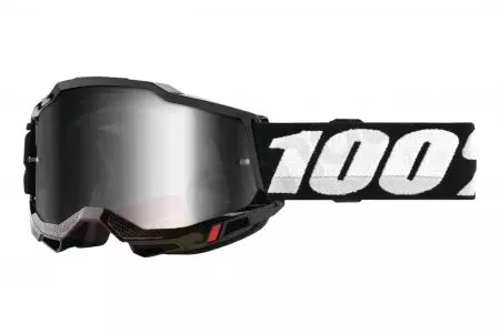 Motocyklové okuliare 100% Percent model Accuri 2 farba čierne sklo strieborné zrkadlo-1