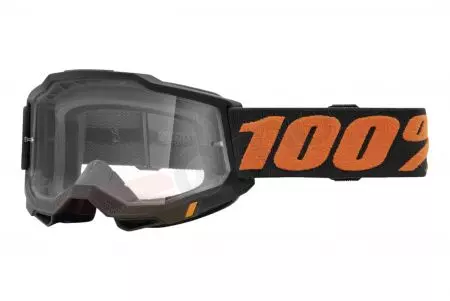 Γυαλιά μοτοσικλέτας 100% Percent μοντέλο Accuri 2 Chicago χρώμα μαύρο/πορτοκαλί διαφανές γυαλί-1