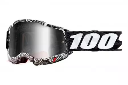 Motorcykelglasögon 100% Percent modell Accuri 2 Cobra färg svart/vit glas silver spegel-1