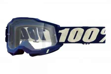 Moottoripyörälasit 100% Prosentti malli Accuri 2 Deepmarine väri sininen läpinäkyvä lasi-1