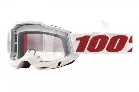 Motorističke naočale 100% Percent model Accuri 2 Denver, bijelo/crvene, prozirna leća-1