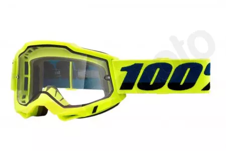 Occhiali moto 100% Percent modello Accuri 2 Enduro Moto giallo doppio vetro trasparente-1