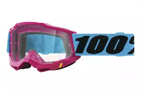 Γυαλιά μοτοσικλέτας 100% Ποσοστό μοντέλο Accuri 2 Lefleur χρώμα ροζ/μπλε/μαύρο διαφανές γυαλί-1