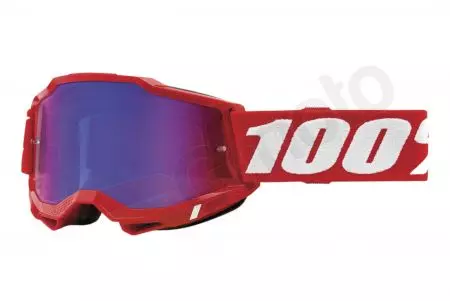 Occhiali da moto 100% Percent modello Accuri 2 colore rosso vetro blu specchio-1