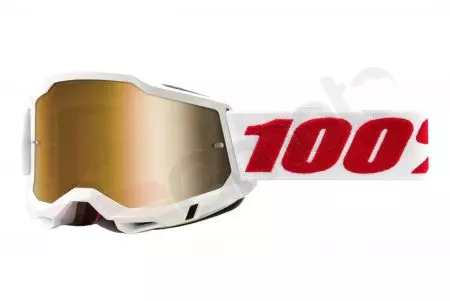 Motorističke naočale 100% Percent model Accuri 2 Denver, bijelo/crvene, zlatna leća-1