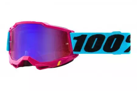 Brýle na motorku 100% procento model Accuri 2 Lefleur barva růžová/modrá/černá skla červená/modrá-1