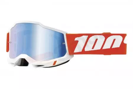 Óculos de proteção para motociclistas 100% Percentagem modelo Accuri 2 Sevastopol cor branco/laranja vidro azul espelho-1