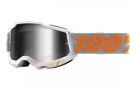 Motocikla brilles 100% Percent modelis Accuri 2 Speedco krāsa pelēka/oranža stikls sudraba spogulis-1