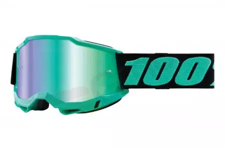 Motocikla brilles 100% Percent modelis Accuri 2 Tokyo krāsa celadon/ melns stikls zaļš spogulis-1