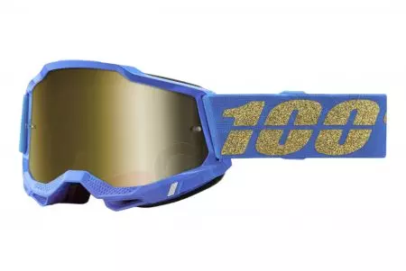 Motorcykelbriller 100% procent model Accuri 2 Waterloo blå/guld farve guldlinse-1