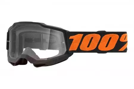 Motorcykelbriller 100% procent model Accuri 2 Youth Chicago gul sort gennemsigtigt glas-1