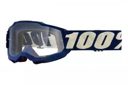 Motorcykelbriller 100% procent model Accuri 2 Youth Deepmarine farve gul marineblå klart glas - 50321-101-11