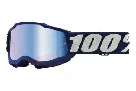 Occhiali moto 100% Percent modello Accuri 2 Youth Deepmarine colore blu/bianco vetro specchio blu-1