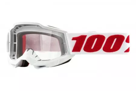 Motorcykelbriller 100% procent model Accuri 2 Youth Denver farve hvid/rød klart glas-1
