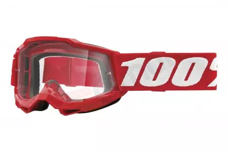 Очила за мотоциклет 100% процент модел Accuri 2 Youth цвят червено/бяло прозрачно стъкло-1