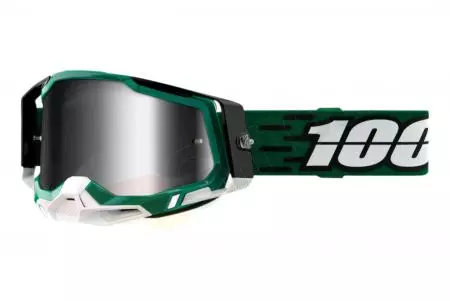 Очила за мотоциклет 100% процент модел Racecraft 2 Milori цвят зелен/черен стъкло сребристо огледало-1