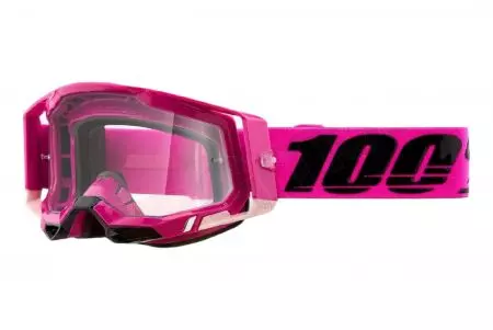 Motorcykelbriller 100% procent model Racecraft 2 Maho farve pink/sort klart glas-1