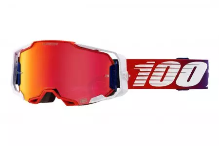 Motocikla aizsargbrilles 100% Percent modelis Armega Factory krāsa sarkans/balts/violets stikls sarkans-1