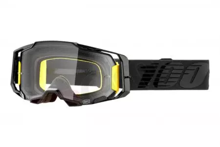 Motorcykelbriller 100% procent model Armega Nightfall farve sort gennemsigtigt glas-1
