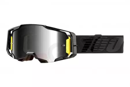 Gafas de moto 100% Percent modelo Armega Nightfall color negro cristal plata espejo-1