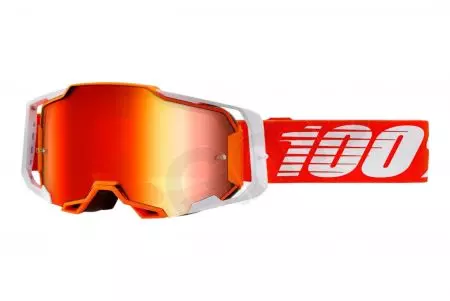 Skyddsglasögon för motorcykel 100% Procent modell Armega Regal färg röd/vit glas röd spegel-1