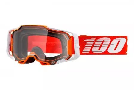 Gafas de moto 100% Porcentaje modelo Armega Regal color rojo/blanco cristal transparente-1