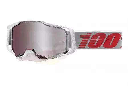 Occhiali da moto 100% Percent modello Armega X-Ray colore grigio/trasparente vetro argento specchio-1