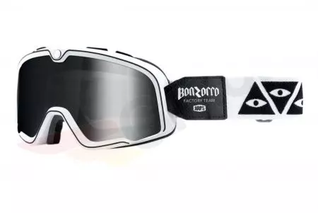 Motocikla brilles 100% procents Barstow Bonzorro modelis melns/balts stikls sudraba spoguļa krāsa-1