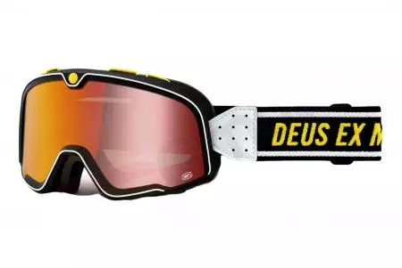 Ochelari de motocicletă 100% procentaj model Barstow Deus culoare alb/negru geam roșu oglindă-1