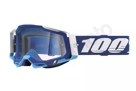 Gogle motocyklowe 100% Procent model Racecraft 2 kolor niebieski/biały szybka przeźroczysta-1