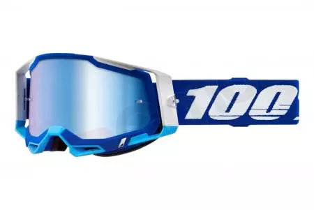 Óculos de proteção para motociclistas 100% Percentagem modelo Racecraft 2 cor azul/branco vidro azul espelho-1