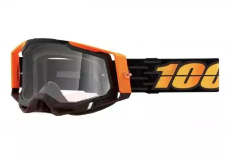 Motorbril 100% Procent model Racecraft 2 Costume 2 kleur zwart/oranje transparant glas-1