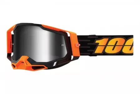 Motorbril 100% Procent model Racecraft 2 Costume 2 kleur zwart/oranje glas zilver spiegel-1