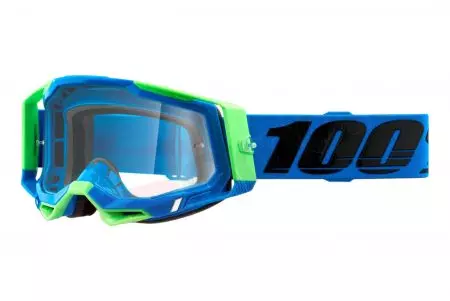 Motorbril 100% Procent model Racecraft 2 Fremont kleur blauw/groen/zwart heldere lens-1