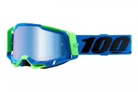 Skyddsglasögon för motorcykel 100% Procent modell Racecraft 2 Fremont färg blå/grön glas blå spegel-1