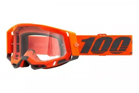 Lunettes de moto 100% Percent modèle Racecraft 2 Kerv couleur orange/noir verre transparent-1