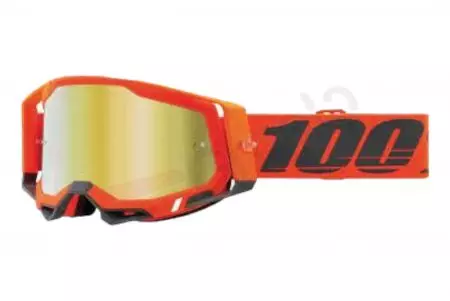 Motocikla brilles 100% Procentu Racecraft 2 Kerv modelis oranža fluo stikla sarkana spoguļa krāsa-1