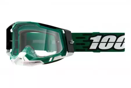 Motocikla brilles 100% Percent modelis Racecraft 2 Milori krāsa zaļa/balta/melna caurspīdīgs stikls-1
