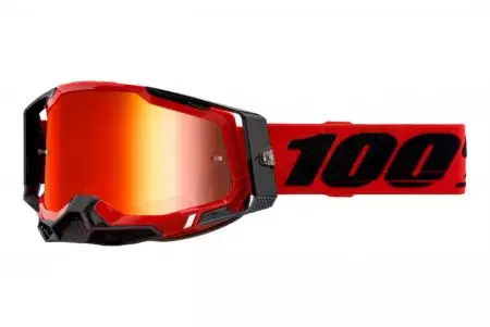 Motocikla aizsargbrilles 100% Percent modelis Racecraft 2 Sarkana krāsa sarkans/melns spogulis sarkans stikls-1