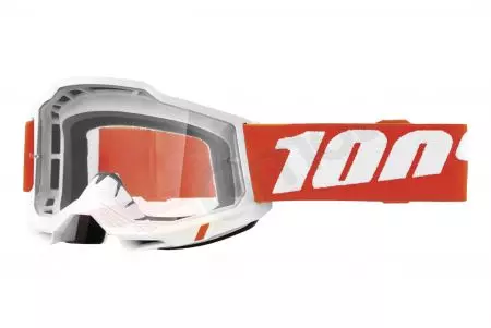 Occhiali da moto 100% Percent modello Accuri 2 Sevastopol colore bianco/arancio vetro trasparente-1