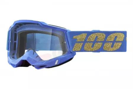Motocikla brilles 100% Percent modelis Accuri 2 Waterloo krāsa zila/zelta caurspīdīgs stikls-1