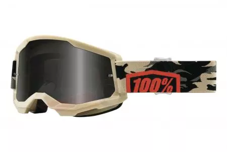 Óculos de proteção para motociclistas 100% Percentagem modelo Strata 2 Areia cor bege/preto vidro fumado-1